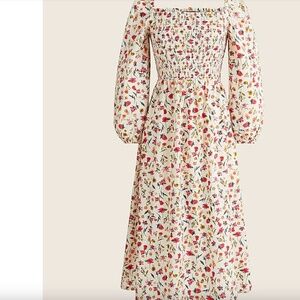 J.Crew Smocked puff-sleeve dress in vintage floral